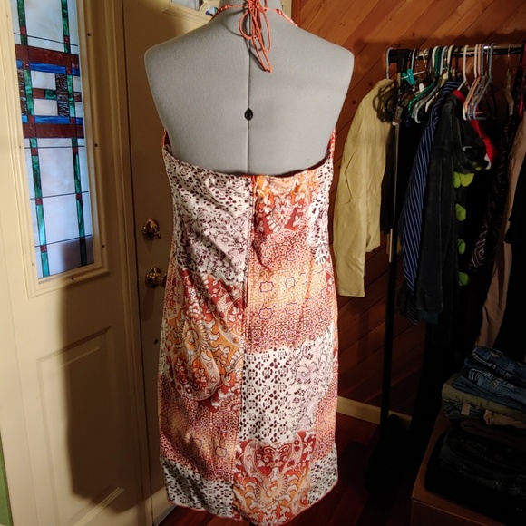 Xhilaration - orange/brown/cream halter dress NWT - Picture 3 of 6